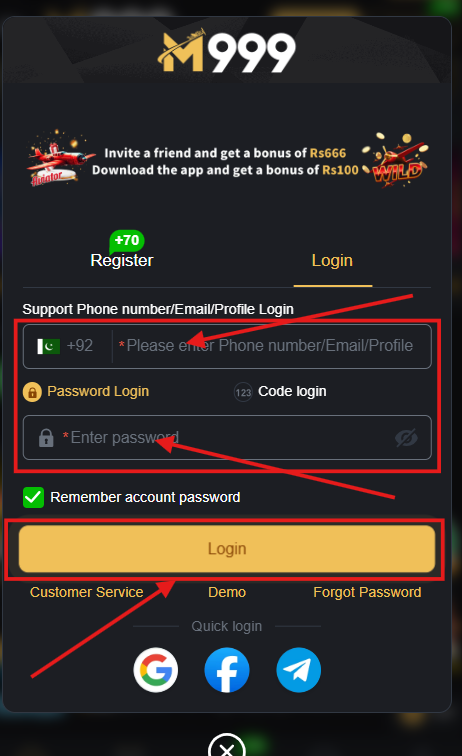 M999 Game login